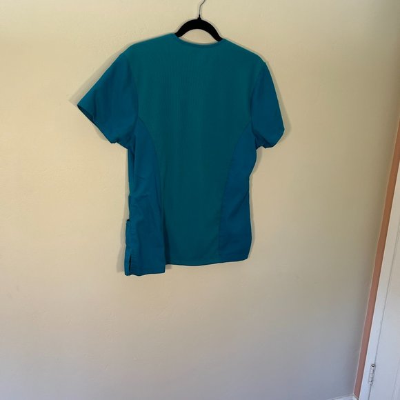 White Label  Stretch M Scrub Teal Color Top   238 - Picture 2 of 7
